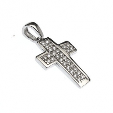 Stříbrný přívěsek křížek se zirkony Rhodium 