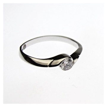 Stříbrný prsten se zirkonm Rhodium