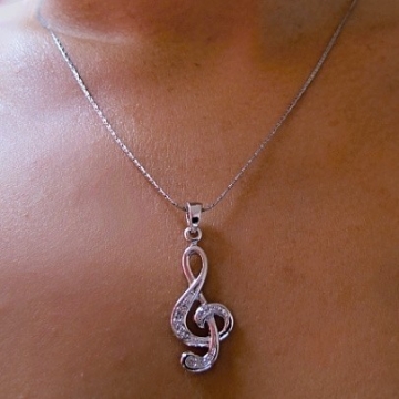 Náhrdelník HOUSLOVÝ KLÍČ STŘEDNÍ Swarovski Rhodium