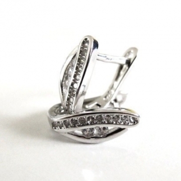 Stříbrné náušnice se zirkony 15mm Rhodium