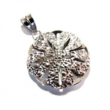 Stříbrný přívěs kolo květ 30mm Rhodium 