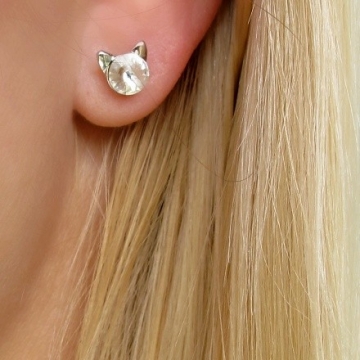 Náušnice kočičí hlava s Rivoli Crystal Swarovski Rhodium