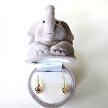 Dětské zlaté náušnice květ s růžovými zirkony 0,90g - přední zapínání