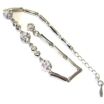 Luxusní stříbrný náramek s čirými zirkony 4,90g Rhodium 17+2cm