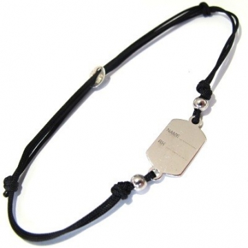 Stříbrný textilní náramek Placka s kuličkami Rhodium