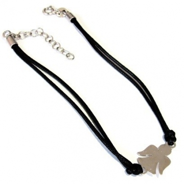 Stříbrný textilní náramek Andílek Rhodium