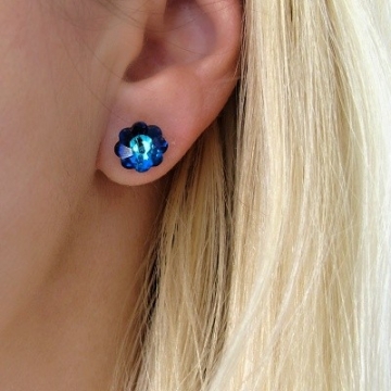 Náušnice se Swarovski Kytka Heliotrope Rhodium