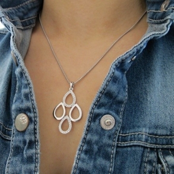 Velký náhrdelník KAPKY 44mm Swarovski Rhodium