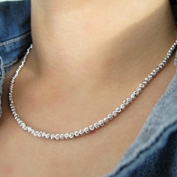 Luxusní dámský náhrdelník z malých kuliček 3mm Rhodium 8,15g 42+5cm