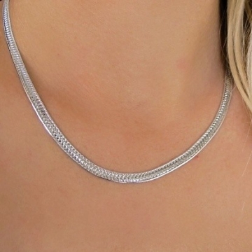 Dámský stříbrný náhrdelník široký 5mm Rhodium 9,20g 45cm