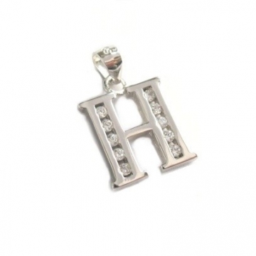 Stříbrný přívěšek písmeno "H" se zirkony Rhodium