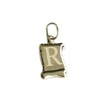 Zlatý přívěšek písmenko "R" Svitek menší 21mm 0,40g
