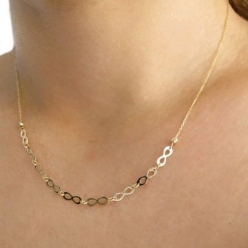 Zlatý dámský náhrdelník s nekonečno a kuličkami 1,45g