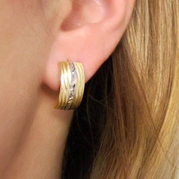 Zlaté dámské náušnice široké s proužkem 16mm 1,70g