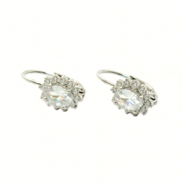 Stříbrné náušnice s čirými zirkony 15mm Rhodium