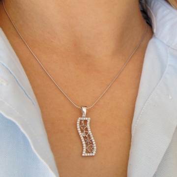 Stříbrný náhrdelník SYMBOLY 30mm s čirými zirkony 3,60g Rhodium 45cm