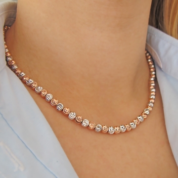 Luxusní stříbrný náhrdelník kuličkový 5mm 15,20g Bicolour Rhodium