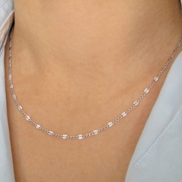 Zlatý zdobený řetízek 2,4mm z bílého zlata 1,90g 50cmn Unisex