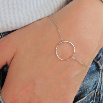 Stříbrný náramek KOLEČKO 17mm Rhodium 17+3cm