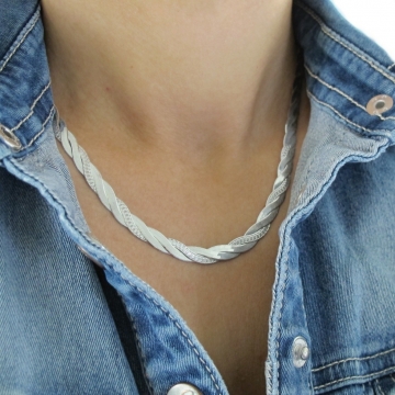 Luxusní dámský stříbrný náhrdelník 6mm 15,55g Rhodium 50cm