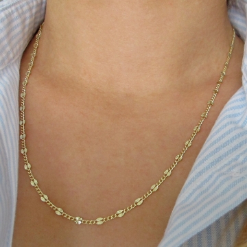 Zlatý řetízek se zdobenými ploškami 3mm 2,55g 50cm